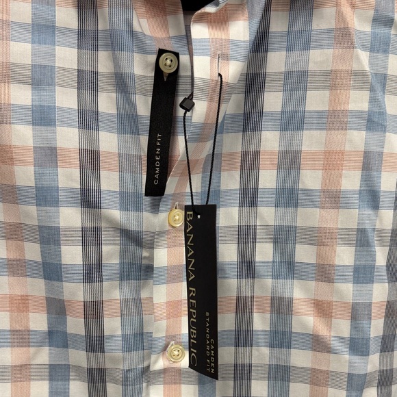 Banana Republic Blue and Orange Plaid Camden Shirt s NEW - Picture 2 of 5